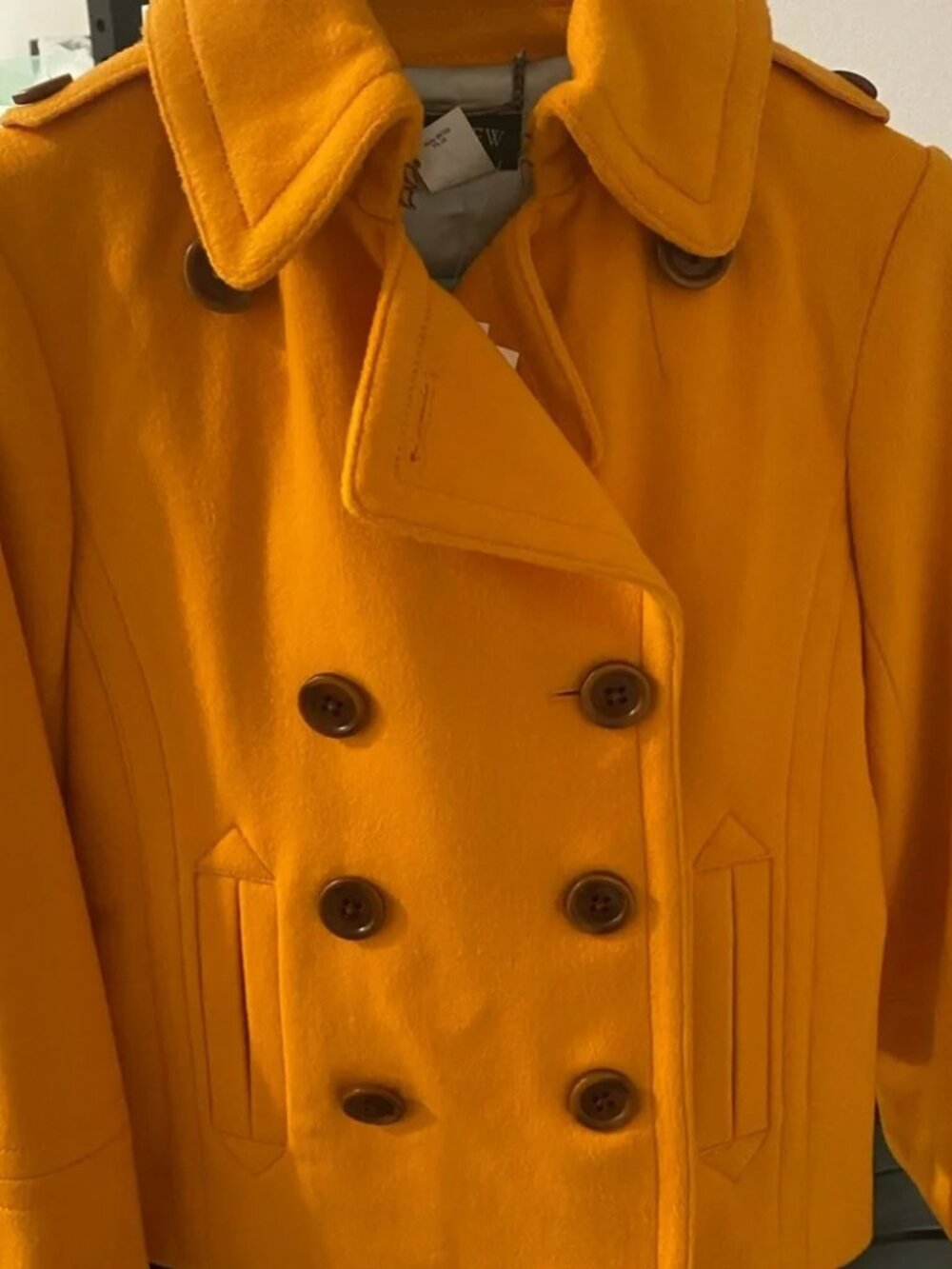 J. Crew Pea Coat Yellow/Gold Size Petite XS